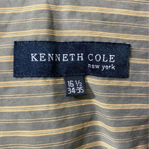 Kenneth Cole Mens Dress Shirt Large 16.5 Neck Striped Long Sleeve Button-Up - Picture 5 of 5
